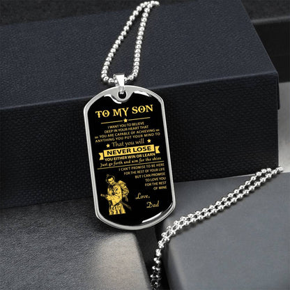 Samurai Dog Tag Dad To Son Never Lose - Army Tag Necklace, Dog Tag Necklace