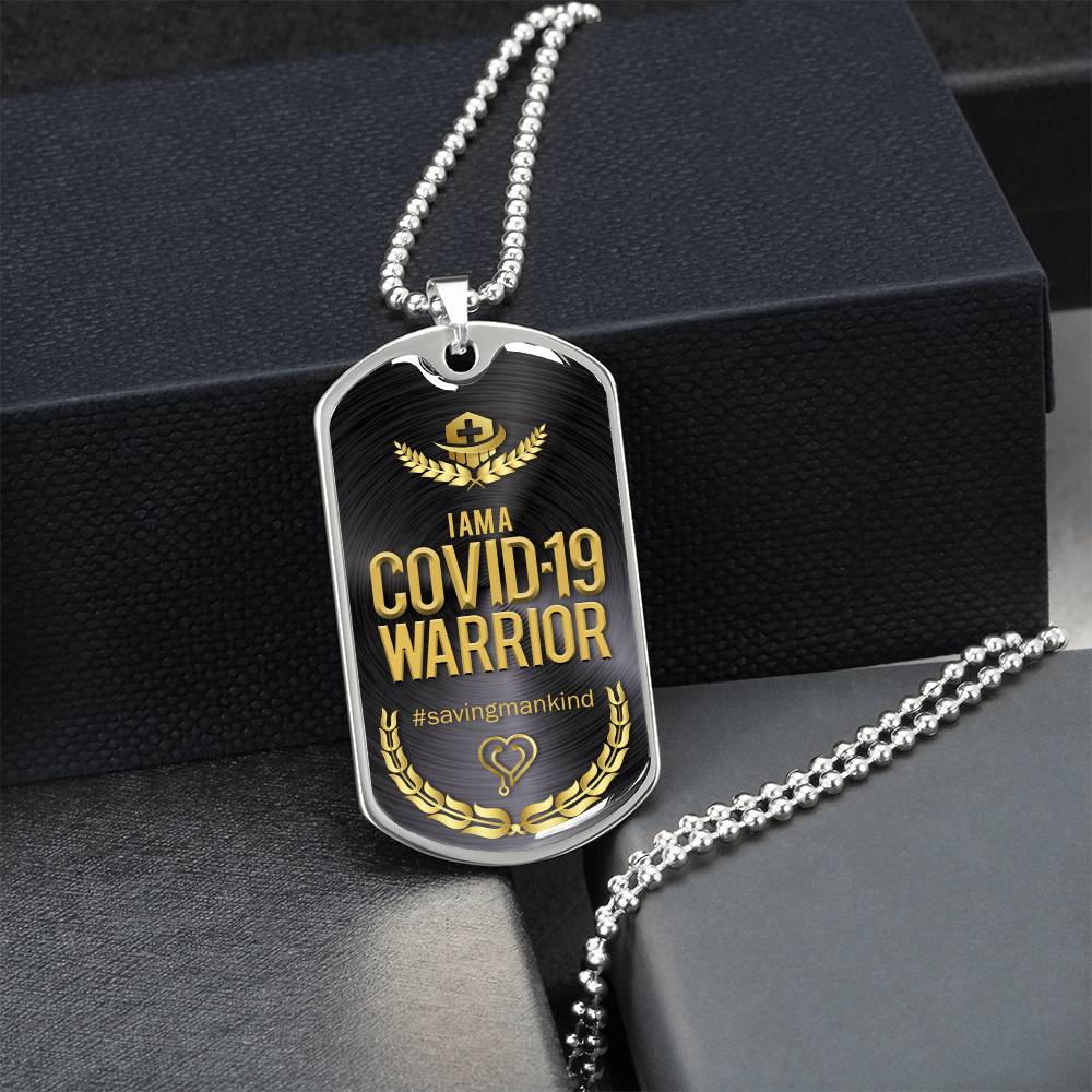 I Am A Covid-19 Warrior - Army Tag Necklace, Dog Tag Necklace