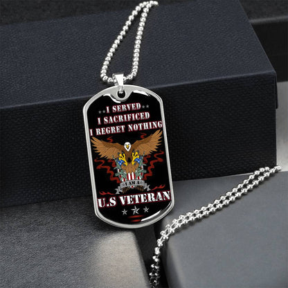 Proud Veteran Dog Tag Premium Pendant - Army Tag Necklace, Dog Tag Necklace