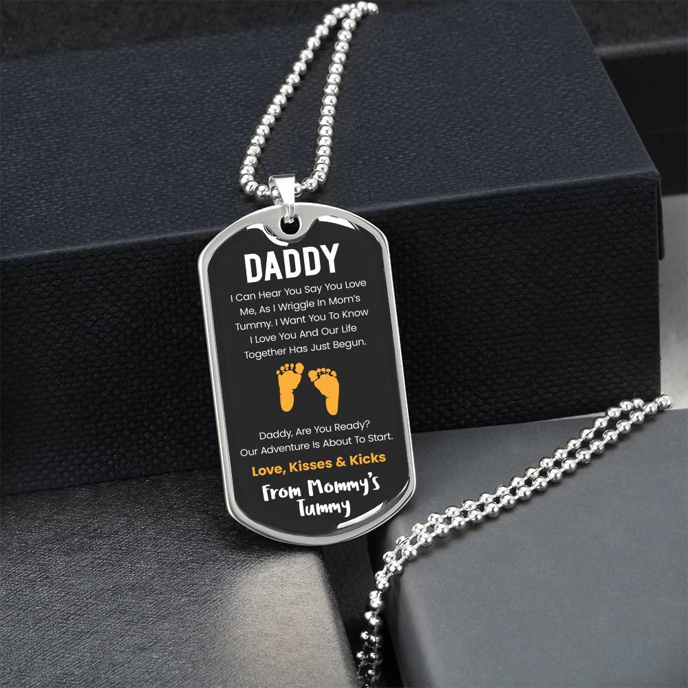 Daddy I Can Hear You Say You Love Me -Yellow Version - Army Tag Necklace, Dog Tag Necklace