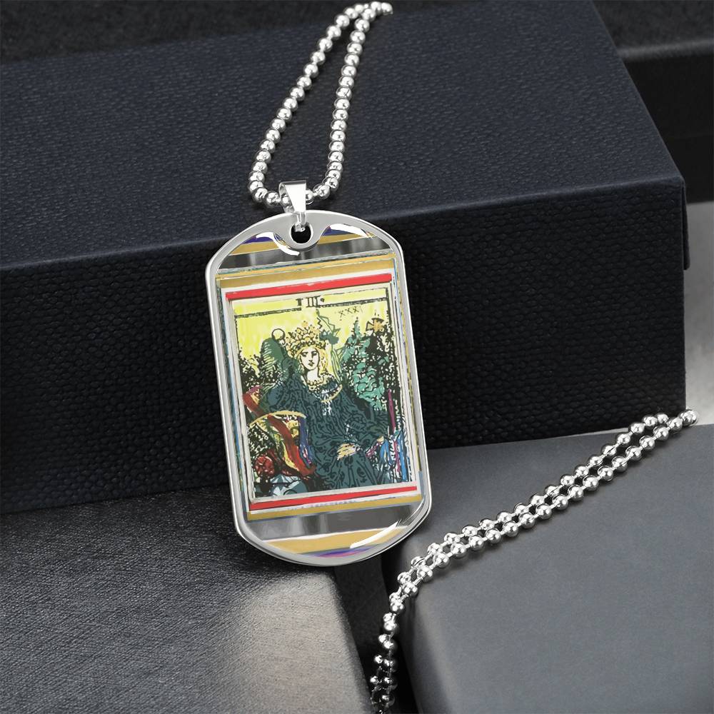 Tarot Card Empress Pendant Necklace _Gift For Tarot Lovers - Army Tag Necklace, Dog Tag Necklace