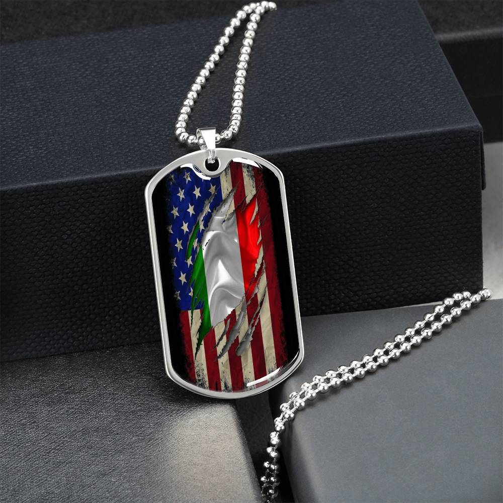 American And Police Flag Stainless Heart, Cop Necklace, Gifts For Dad, Thin Blue Line Necklace - Army Tag Necklace, Dog Tag Necklace