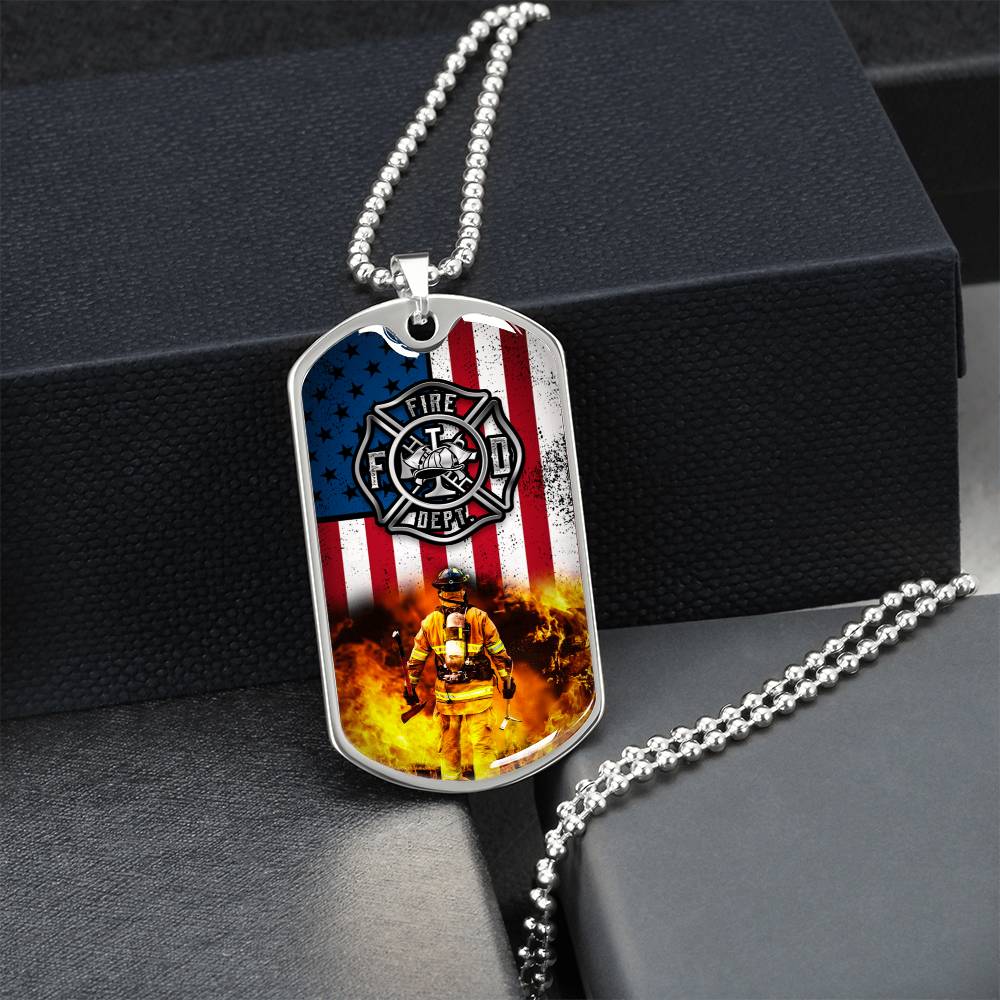 Firefighter Dog Tag Pendant Necklace gifts Engraved Fireman's Dog Tag Engraved Firefighter Dog Tag Firefighter Dog Tags - Army Tag Necklace, Dog Tag Necklace