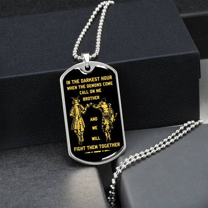 Samurai Dog Tag Call Con Me Brother - Army Tag Necklace, Dog Tag Necklace
