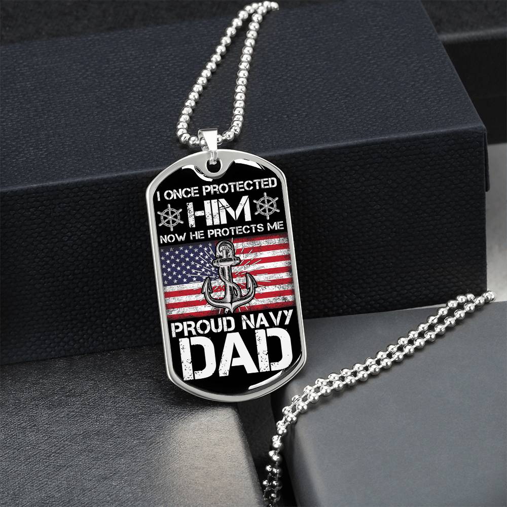 Proud Navy Dad , Navy Dad Gift, Proud Navy Dad Dog Tag, Fathers Day Gift For Navy Dad, Dog Tag Gift For Proud Navy Dad - Army Tag Necklace, Dog Tag Necklace