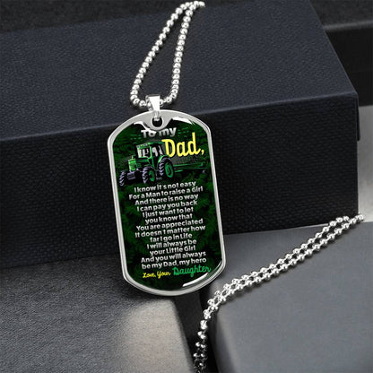 Gift From Daughter - Father Daughter Gift - Dad Gift Ideas - Gift For Father - Gift For Dad - Dad's Birthday Gift Idea - Army Tag Necklace, Dog Tag Necklace