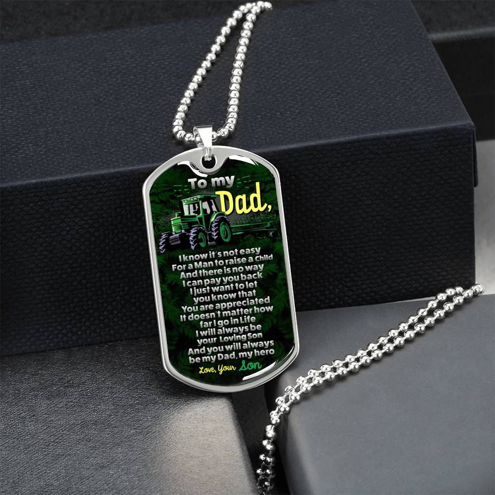 Father's Day Gift - Gift For Dad - Father Birthday Gift - Birthday Gift - Dad Dog Tag - Gift From Son - Dad Pendant Necklace - Army Tag Necklace, Dog Tag Necklace