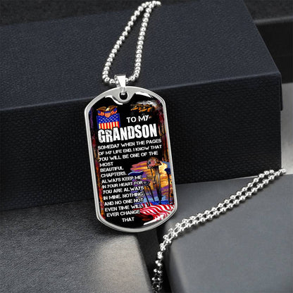To My Grandson - Army Tag Necklace, Dog Tag Necklace