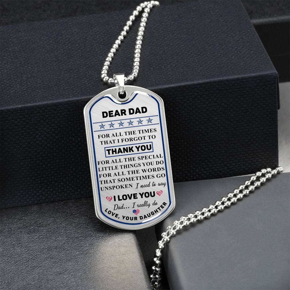 Military Daughter To Dad Dog Tag Necklace - Army Tag Necklace, Dog Tag Necklace