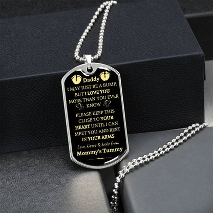 1St Fathers Day Gifts - Dad To Be Gifts - New Dad Gifts - Fathers Day Gifts From Bump - Announcement Necklace Idea - Army Tag Necklace, Dog Tag Necklace