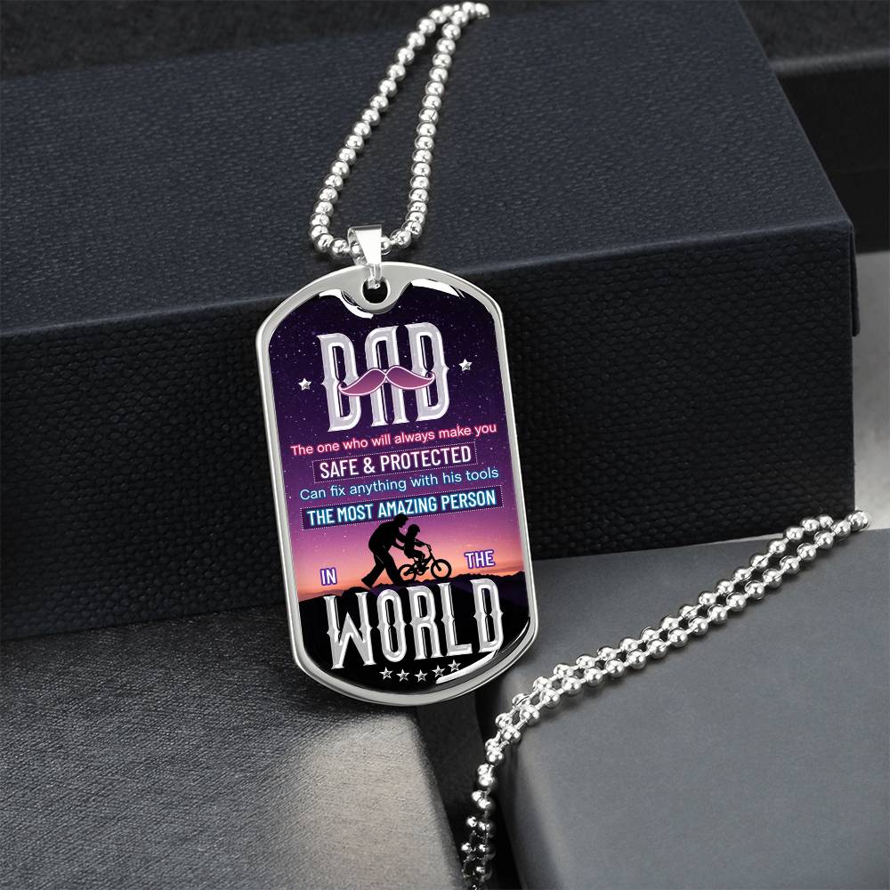 Dad Chain, Gift For Dad, Love Daddy Dog Tag Necklace, Handstamped Fathers Day Gift From Son - Army Tag Necklace, Dog Tag Necklace