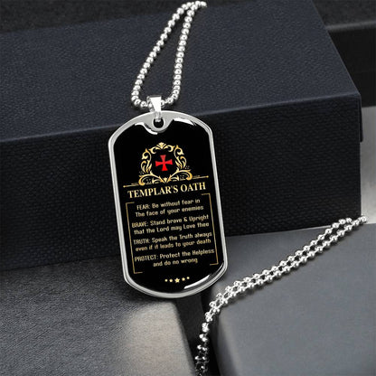 Knight Templar's Oath The Warrior Of Christ - Army Tag Necklace, Dog Tag Necklace