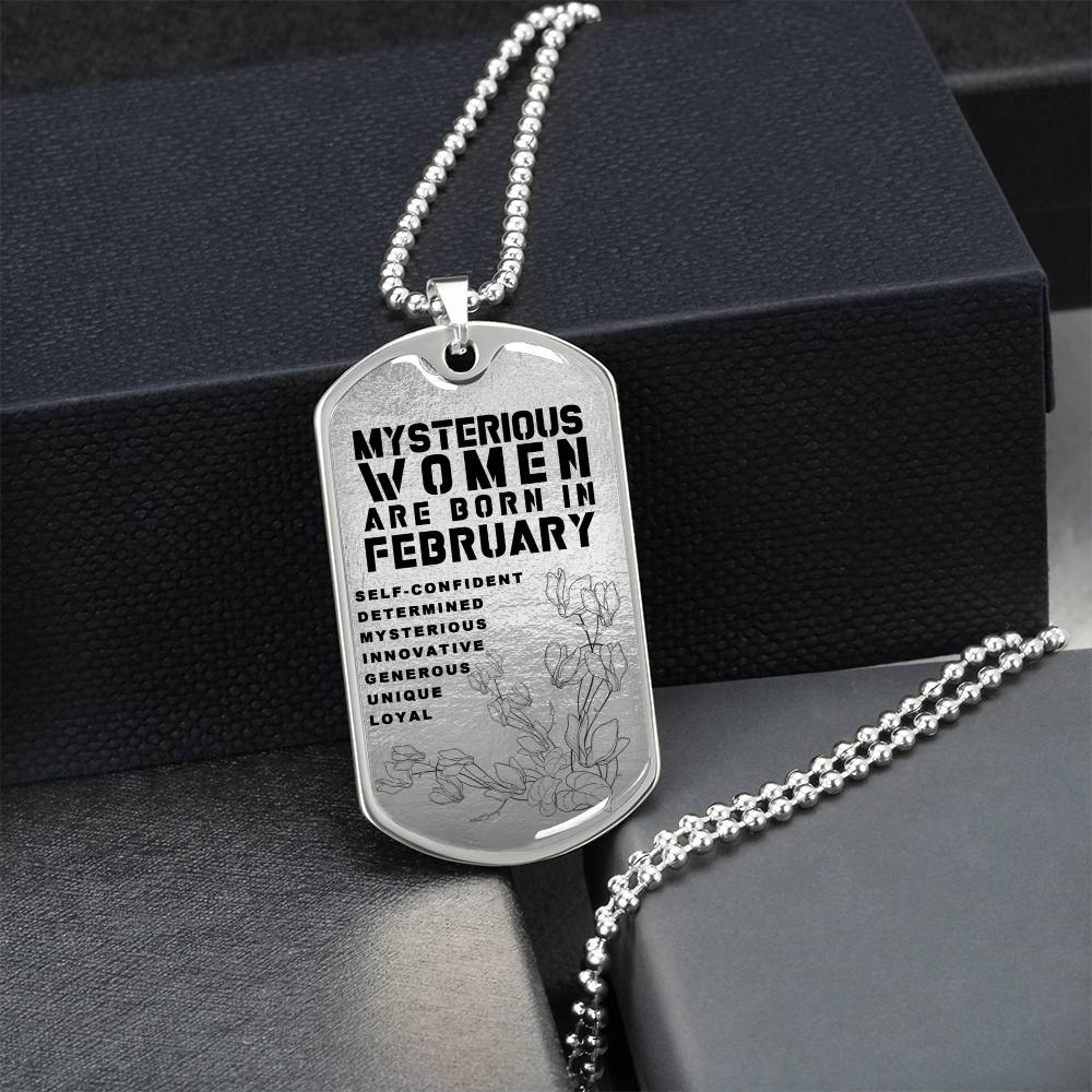 Mysterious Women Are Born In February Luxury Necklace With Dog Tag Silver - Army Tag Necklace, Dog Tag Necklace