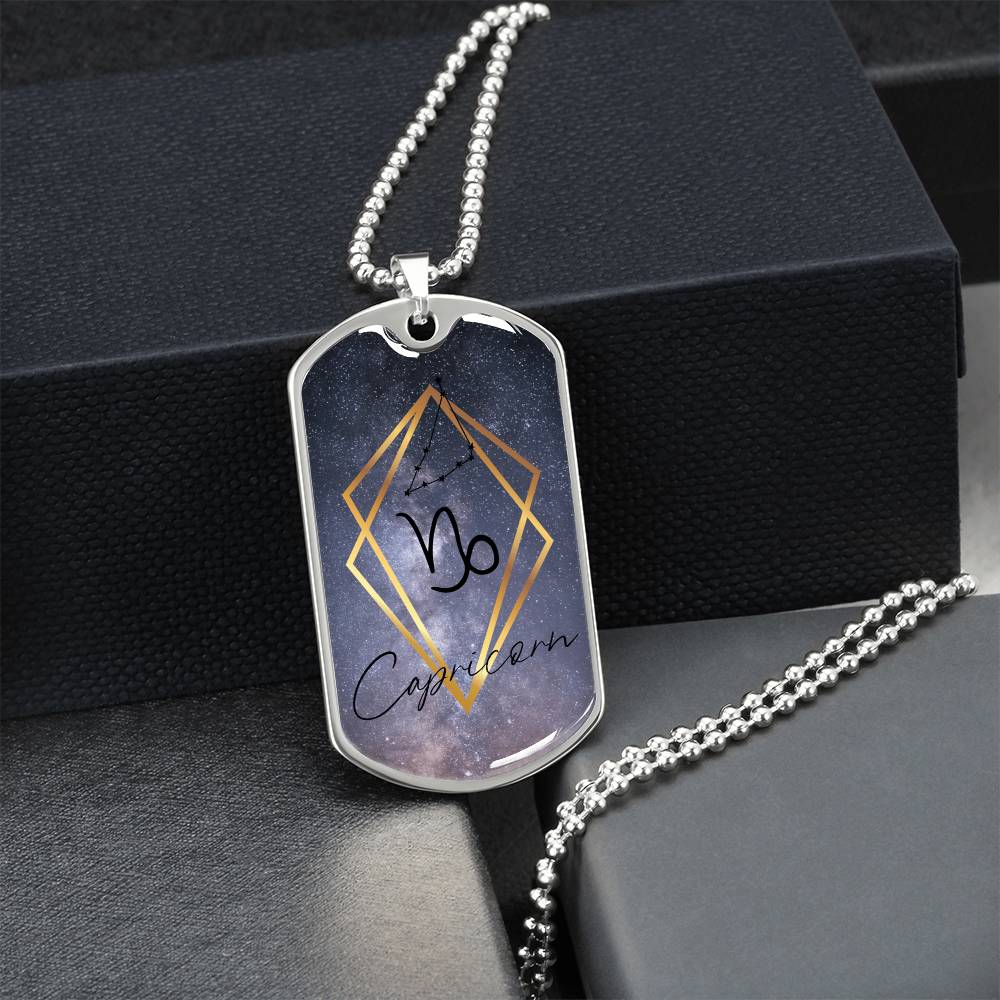 Capricorn Galaxy Personalized Dog Tag Necklace - Army Tag Necklace, Dog Tag Necklace