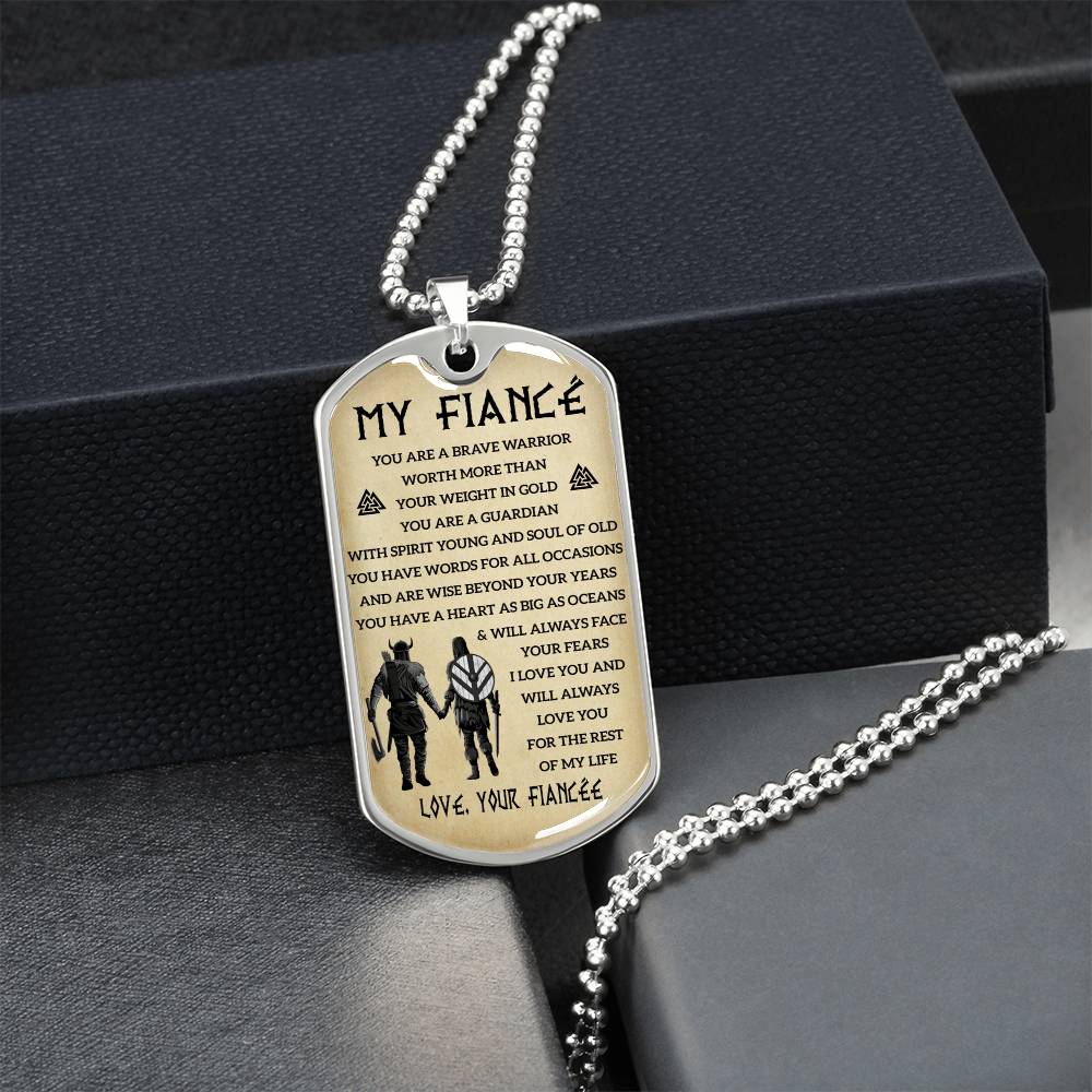Viking Dogtag For Your Fiancé - Army Tag Necklace, Dog Tag Necklace
