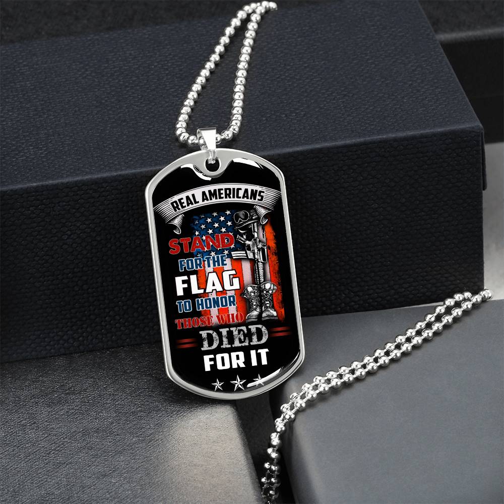 Real Americans Stand For The Flag - Luxury Military Necklace - Army Tag Necklace, Dog Tag Necklace