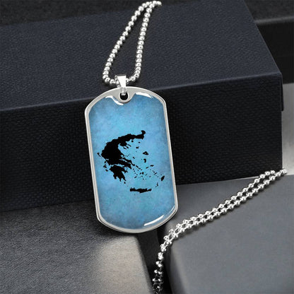 Greece Dog Tag Necklace - Army Tag Necklace, Dog Tag Necklace