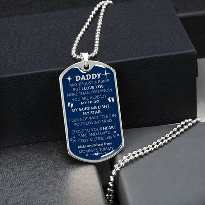 New Dad-To-Be Pendant - My Guiding Light, My Star - Army Tag Necklace, Dog Tag Necklace