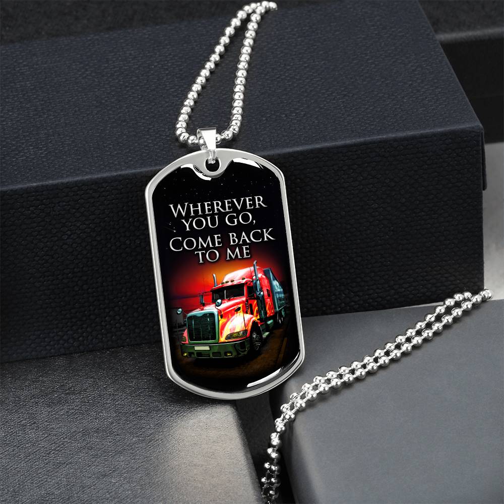 Gift For Trucker - Premium Dog Tag - Army Tag Necklace, Dog Tag Necklace