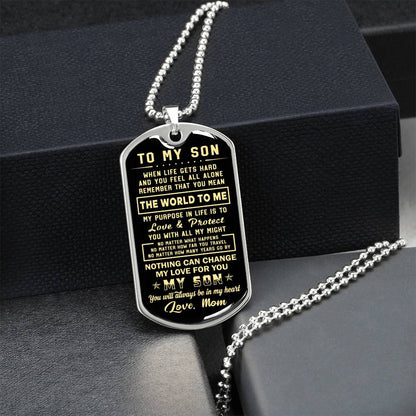 To My Son Nothing Can Change My Love For You - Army Tag Necklace, Dog Tag Necklace