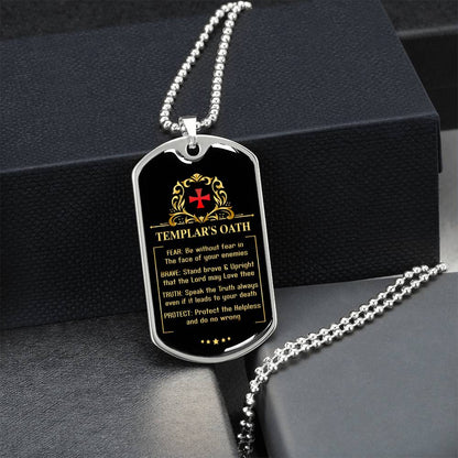 Knight Templar's Oath - Warrior Of Christ - Personalized Luxury Dog Tag - Army Tag Necklace, Dog Tag Necklace
