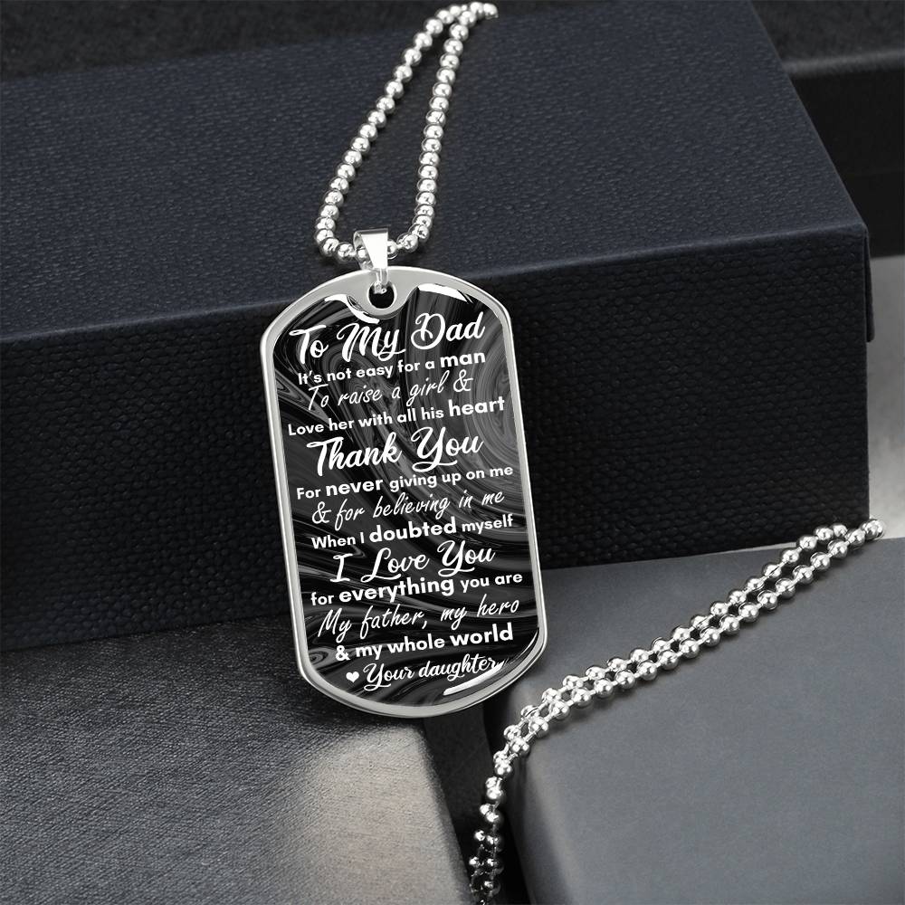 To My Dad - Army Tag Necklace, Dog Tag Necklace