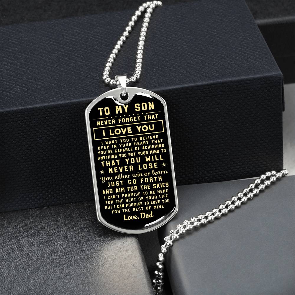 To My Son - Never Forget That I Love You - Dad - Army Tag Necklace, Dog Tag Necklace