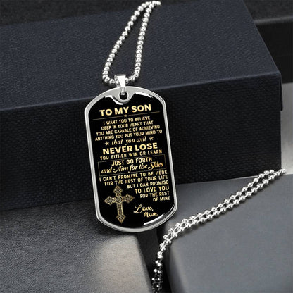 To My Son - Never Forget That I Love You - Perfect Holiday Gift For Loved One - Army Tag Necklace, Dog Tag Necklace