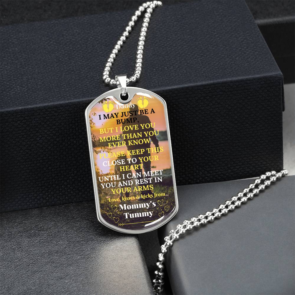 Gift From Bump, Dad to Be Gift, Expectant Father, Pregnancy Gift, From the Bump, Pregnancy Announcement to Husband Boyfriend - Army Tag Necklace, Dog Tag Necklace