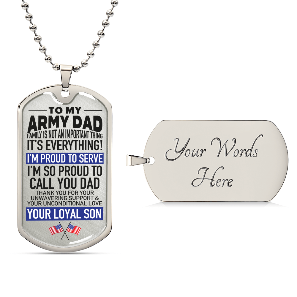 To Army Dad - From Loyal Son - Army Tag Necklace, Dog Tag Necklace