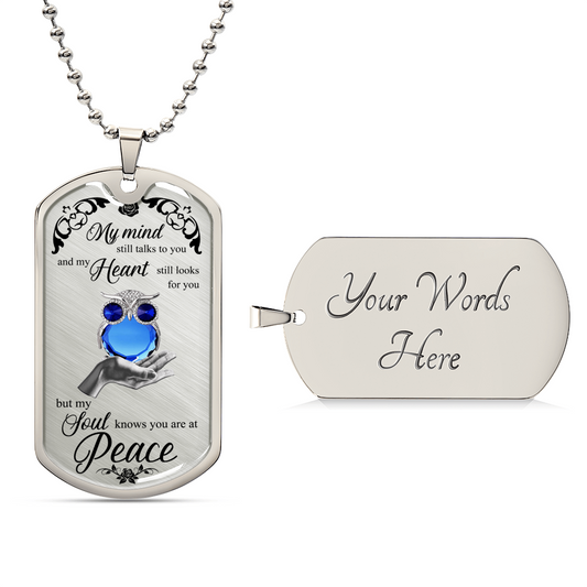 Owl On Lady Hand Luxury Dog Tag - Army Tag Necklace, Dog Tag Necklace