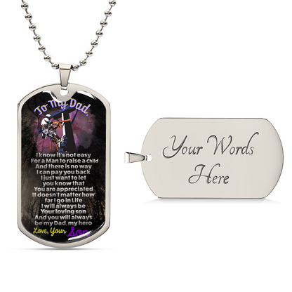 Lineman's Dad - Premium Dog Tag From Son - Army Tag Necklace, Dog Tag Necklace
