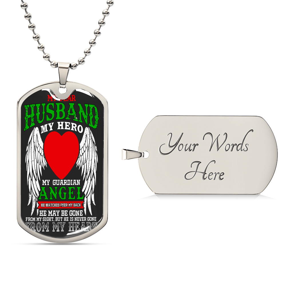 My Husband My Hero - Army Tag Necklace, Dog Tag Necklace
