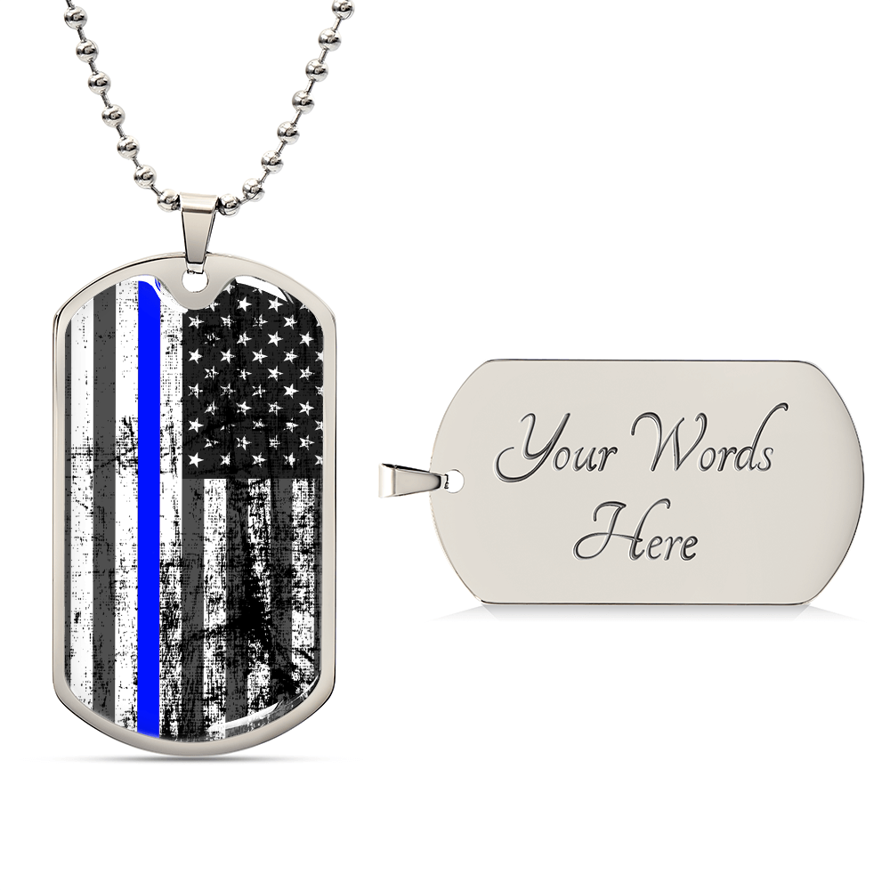 70 Thin Blue Line - Army Tag Necklace, Dog Tag Necklace