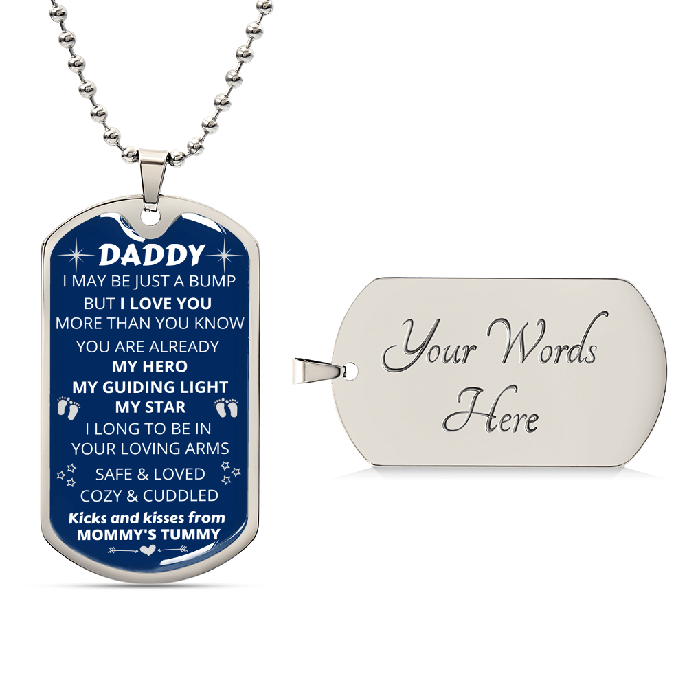 New Dad-To-Be 'My Guiding Light, My Star' - Pendant - Army Tag Necklace, Dog Tag Necklace