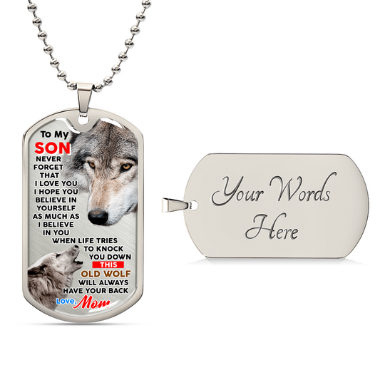 Gift For Son - Premium Dog Tag From Mom - Army Tag Necklace, Dog Tag Necklace