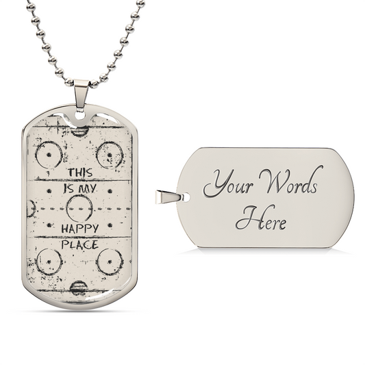 This Is My Happy Place Hockey Pendant Necklace - Army Tag Necklace, Dog Tag Necklace