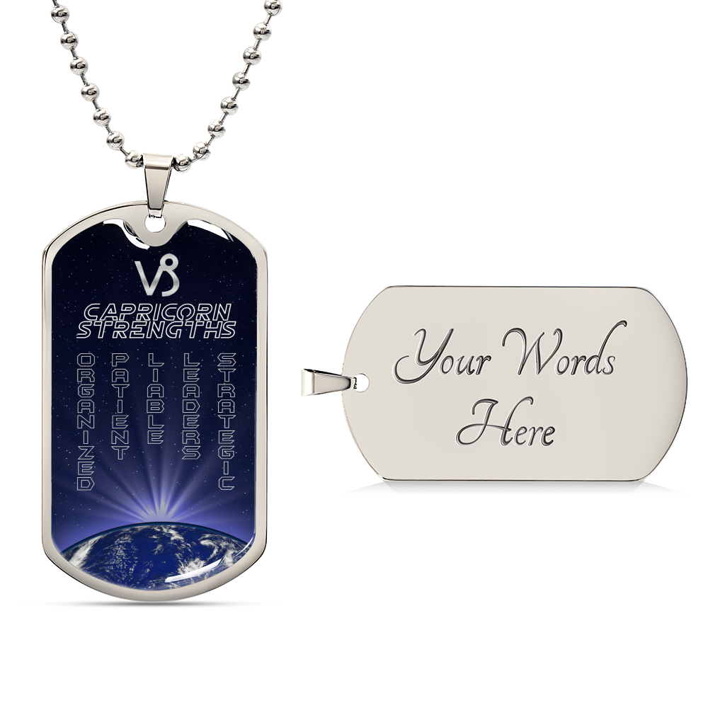 Capricorn Personalized Dog Tag Necklace - Army Tag Necklace, Dog Tag Necklace