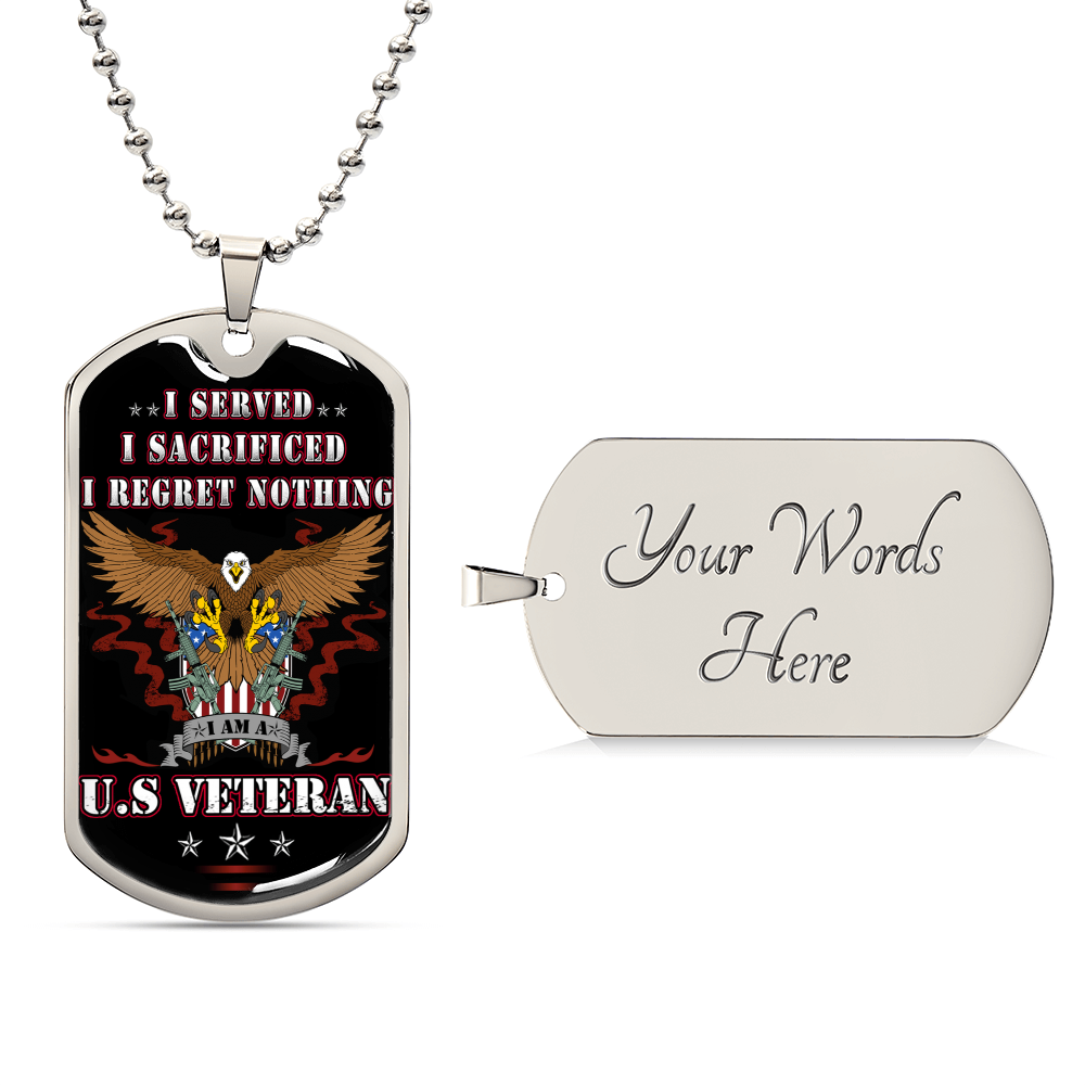 Proud Veteran Dog Tag Premium Pendant - Army Tag Necklace, Dog Tag Necklace