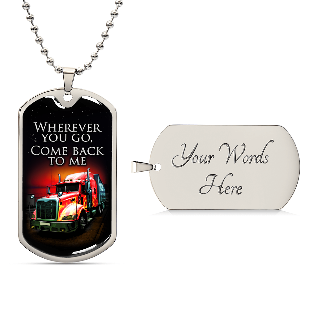 Gift For Trucker - Premium Dog Tag - Army Tag Necklace, Dog Tag Necklace