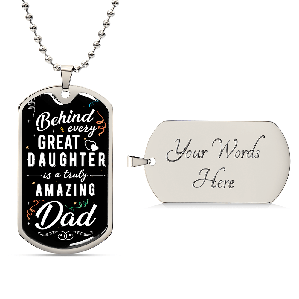 Father Daughter Gift - Father's Day Gift - Birthday Gift For Dad -  Gift From Daughter - Father Gift - Gift For Him - Army Tag Necklace, Dog Tag Necklace
