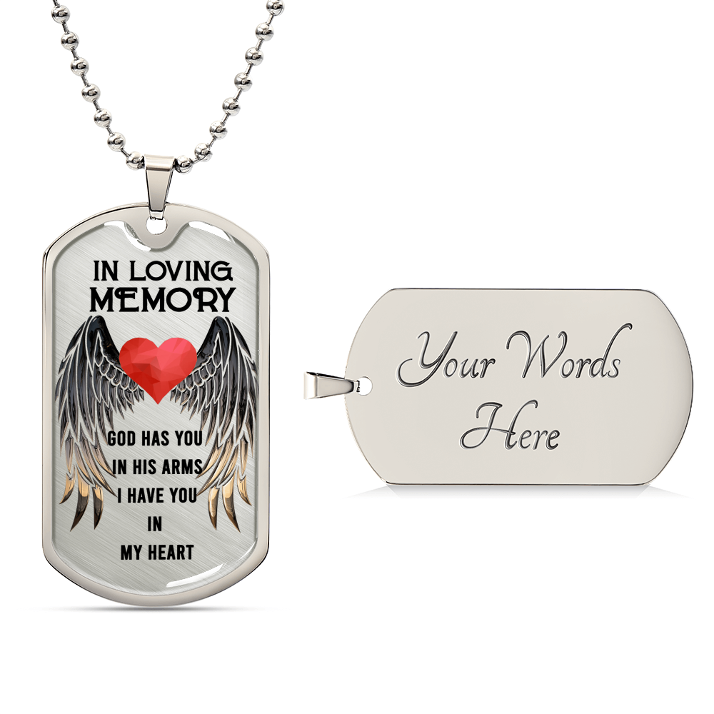 Family In Loving Memory Luxury Dog Tag Necklace With Back Engraving - Army Tag Necklace, Dog Tag Necklace
