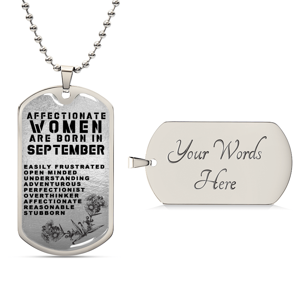 Affectionate Women Are Born In September Luxury Necklace With Dog Tag Silver - Army Tag Necklace, Dog Tag Necklace