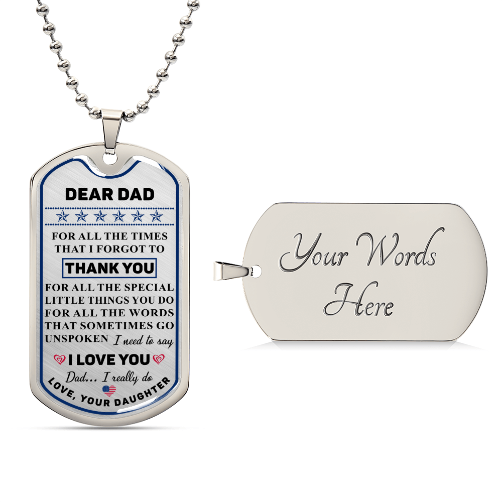 Military Daughter To Dad Dog Tag Necklace - Army Tag Necklace, Dog Tag Necklace