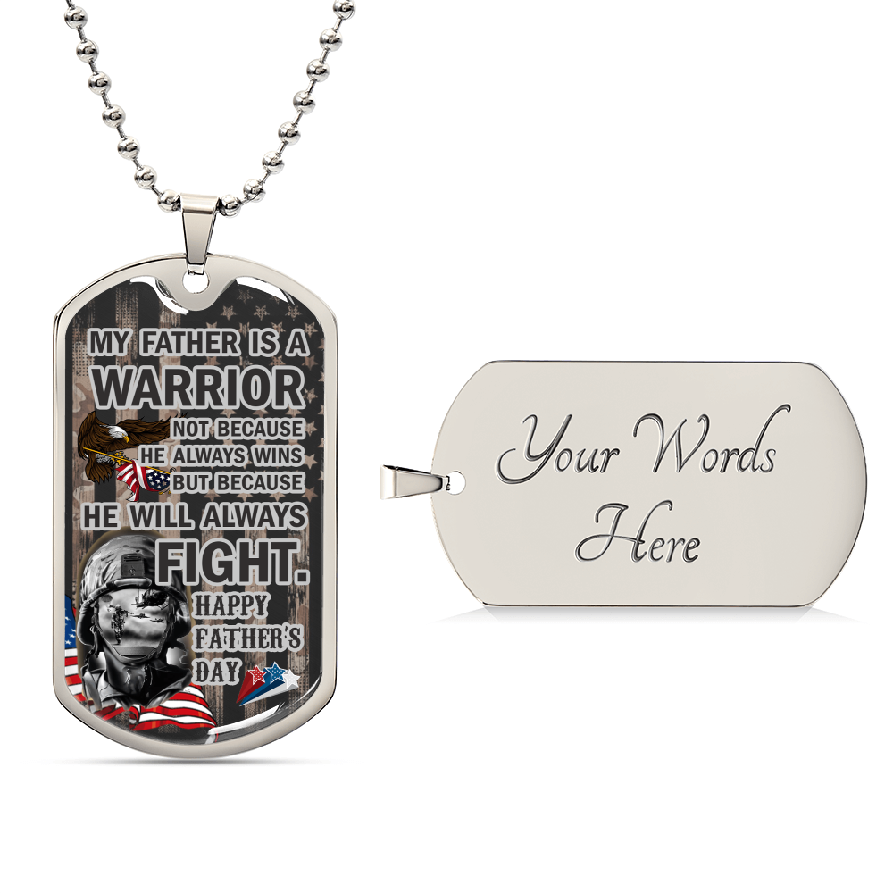 To My Veteran Dad-Father's Day Dog Tag For Veteran Dad - Army Tag Necklace, Dog Tag Necklace