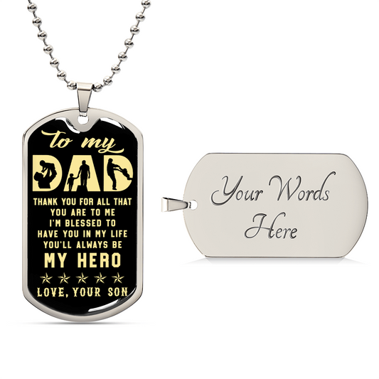To My Dad Father's Day Gift From Son - Army Tag Necklace, Dog Tag Necklace