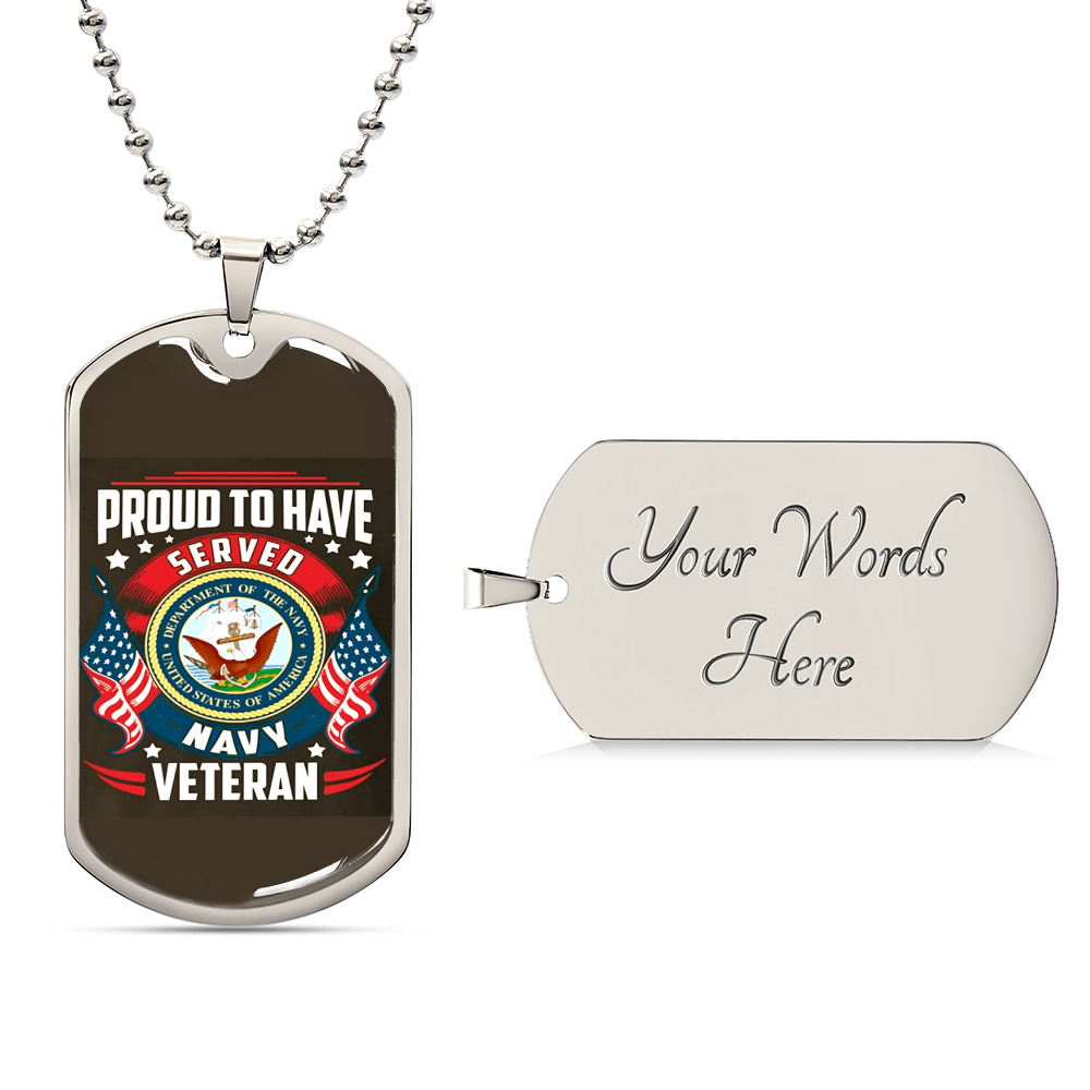 Navy Veteran Dog Tag - Army Tag Necklace, Dog Tag Necklace