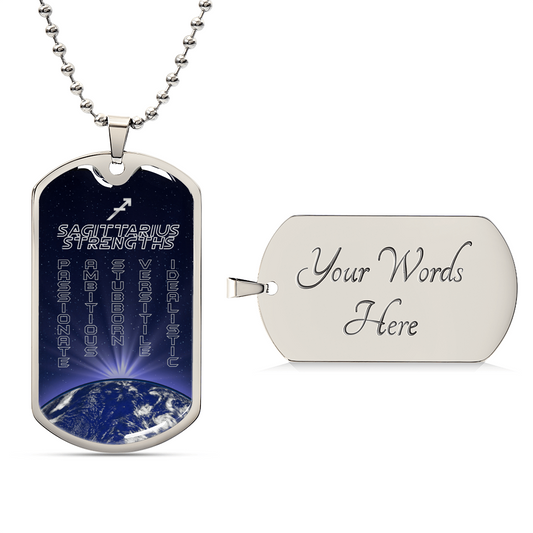 Sagittarius Ball Chain Dog Tag Necklace - Army Tag Necklace, Dog Tag Necklace