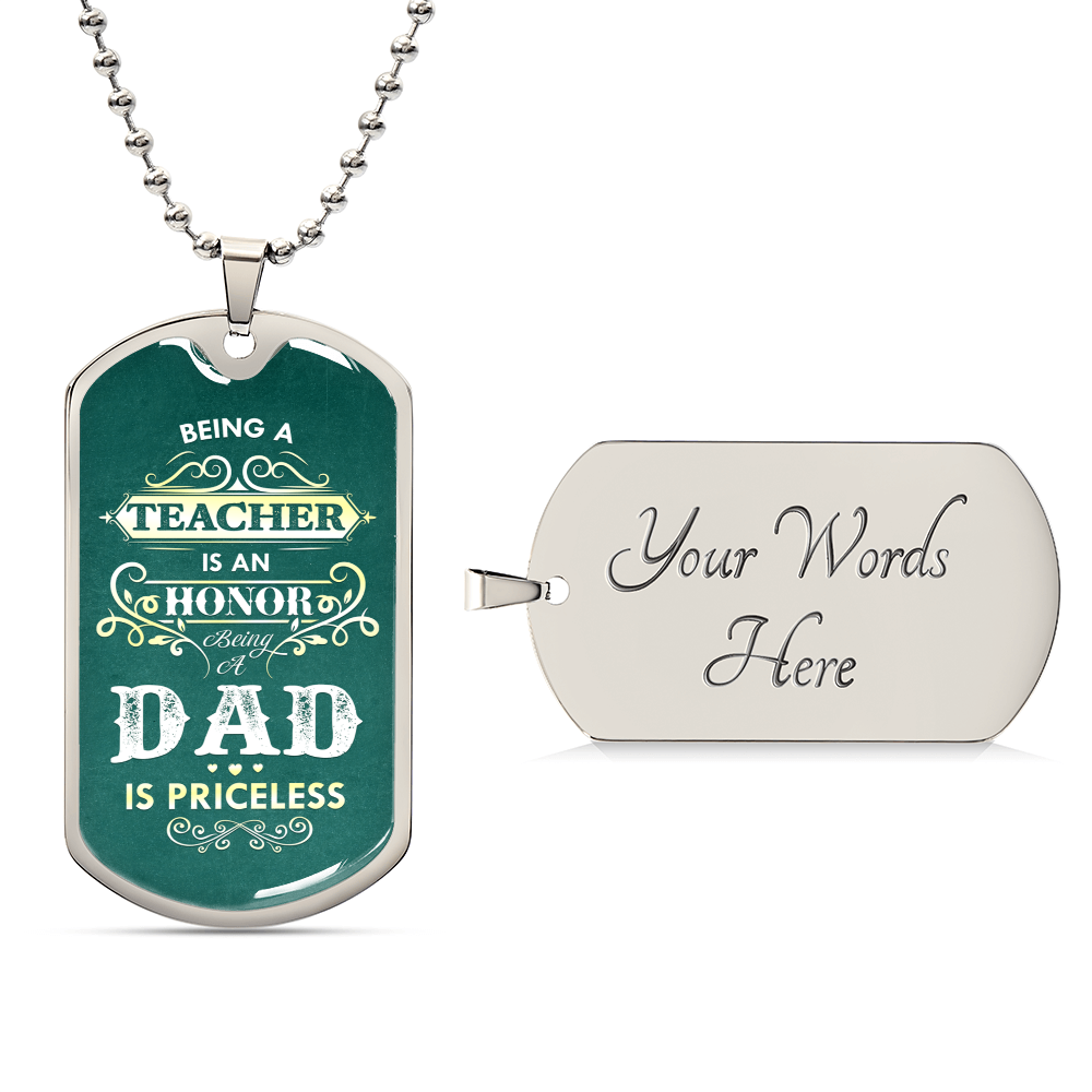 To My Dad Dog Tag Necklace,Teacher Dad Necklace, Teacher Dad Gift, Father's Day Gift,Dad Gifts - Army Tag Necklace, Dog Tag Necklace