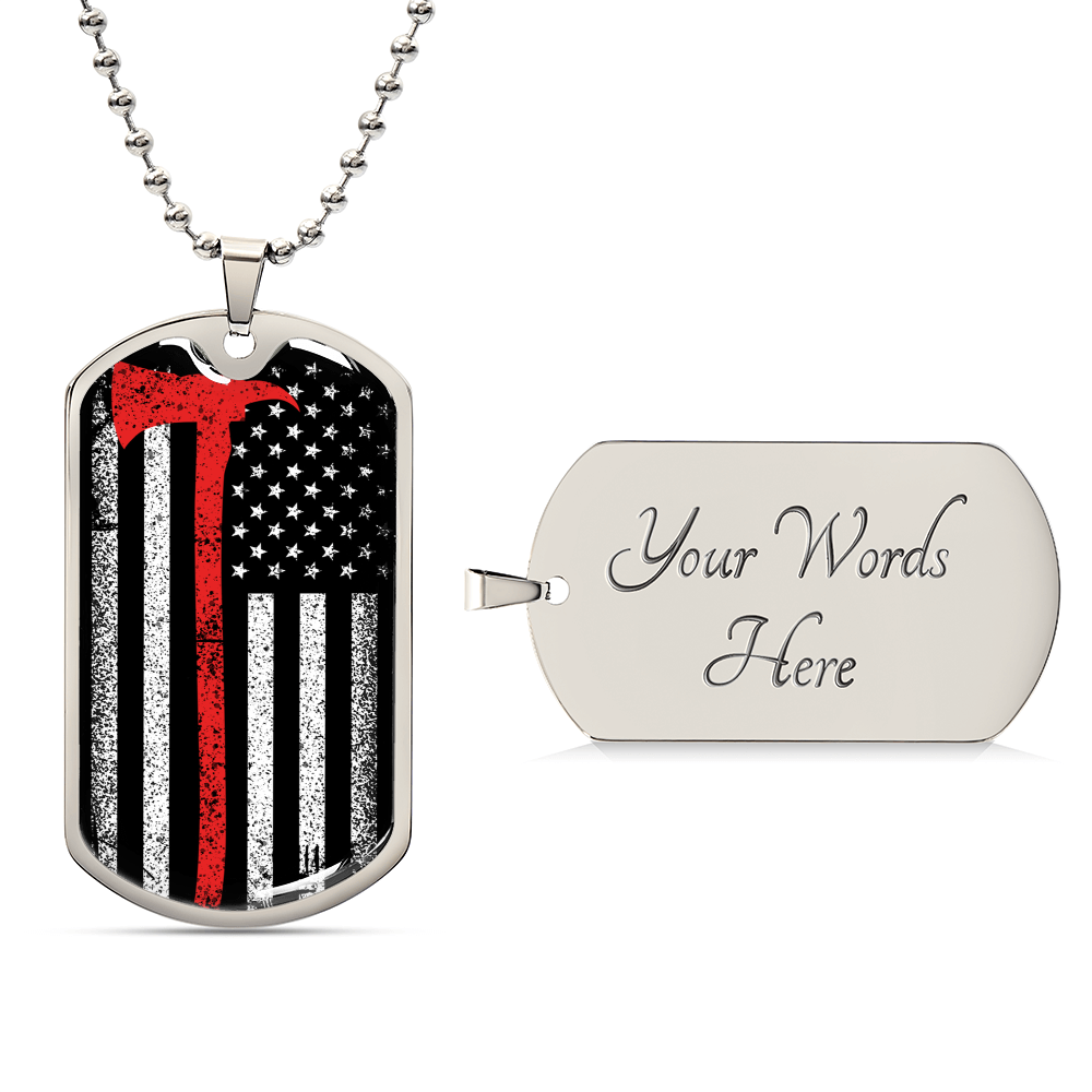 Firefighter Thin Red Line - Military Style Dogtag - Army Tag Necklace, Dog Tag Necklace
